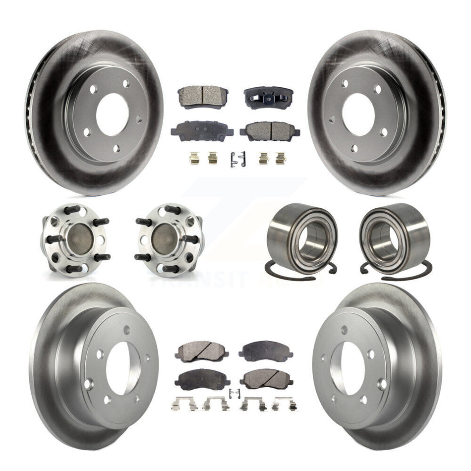 Front Rear Wheel Hub Bearings Assembly Coated Disc Brake Rotors And Semi-Metallic Pads Kit (10Pc) For Dodge Caliber KBB-107718