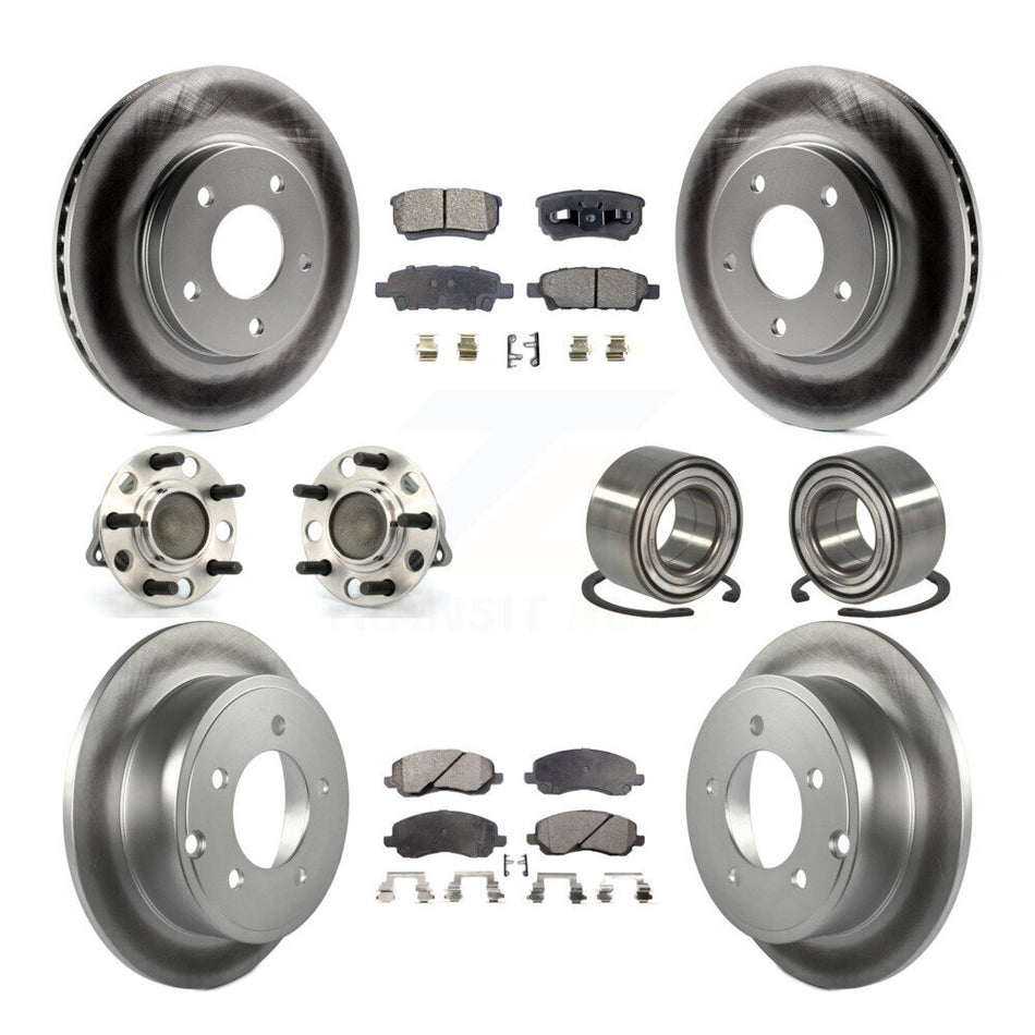 Front Rear Wheel Hub Bearings Assembly Coated Disc Brake Rotors And Semi-Metallic Pads Kit (10Pc) For Dodge Caliber KBB-107720
