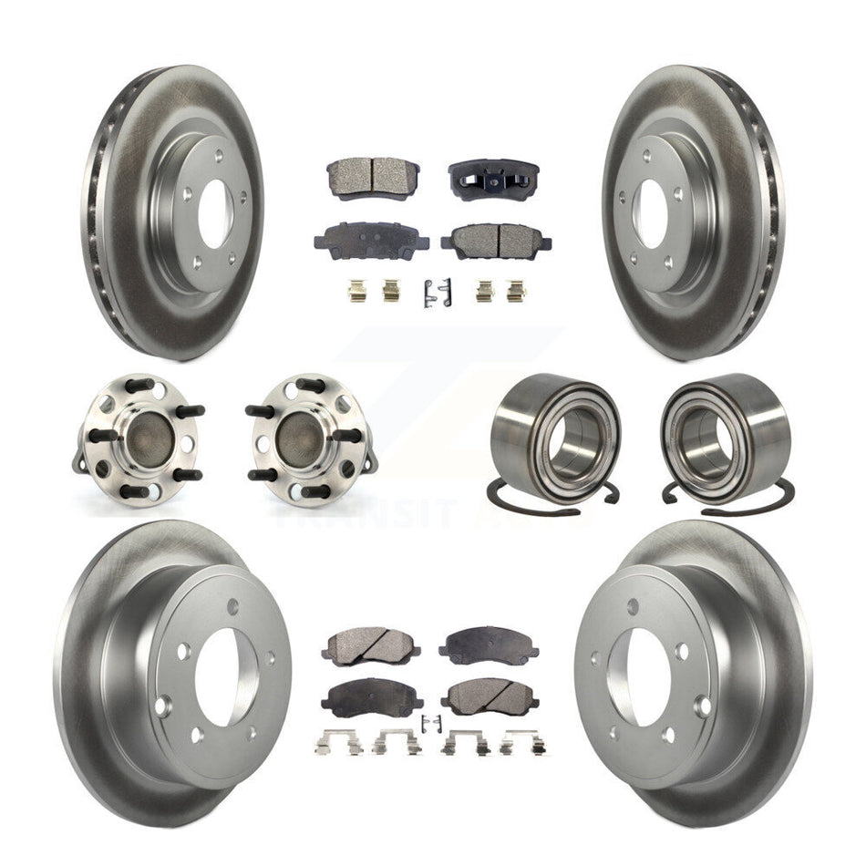 Front Rear Wheel Hub Bearings Assembly Coated Disc Brake Rotors And Semi-Metallic Pads Kit (10Pc) For Jeep Patriot Compass Dodge Caliber KBB-107721