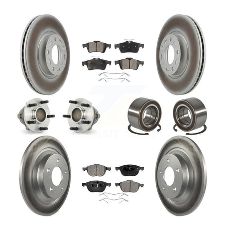 Front Rear Hub Bearings Assembly Coated Disc Brake Rotors And Pads Kit (10Pc) For Mazda 5 KBB-107743