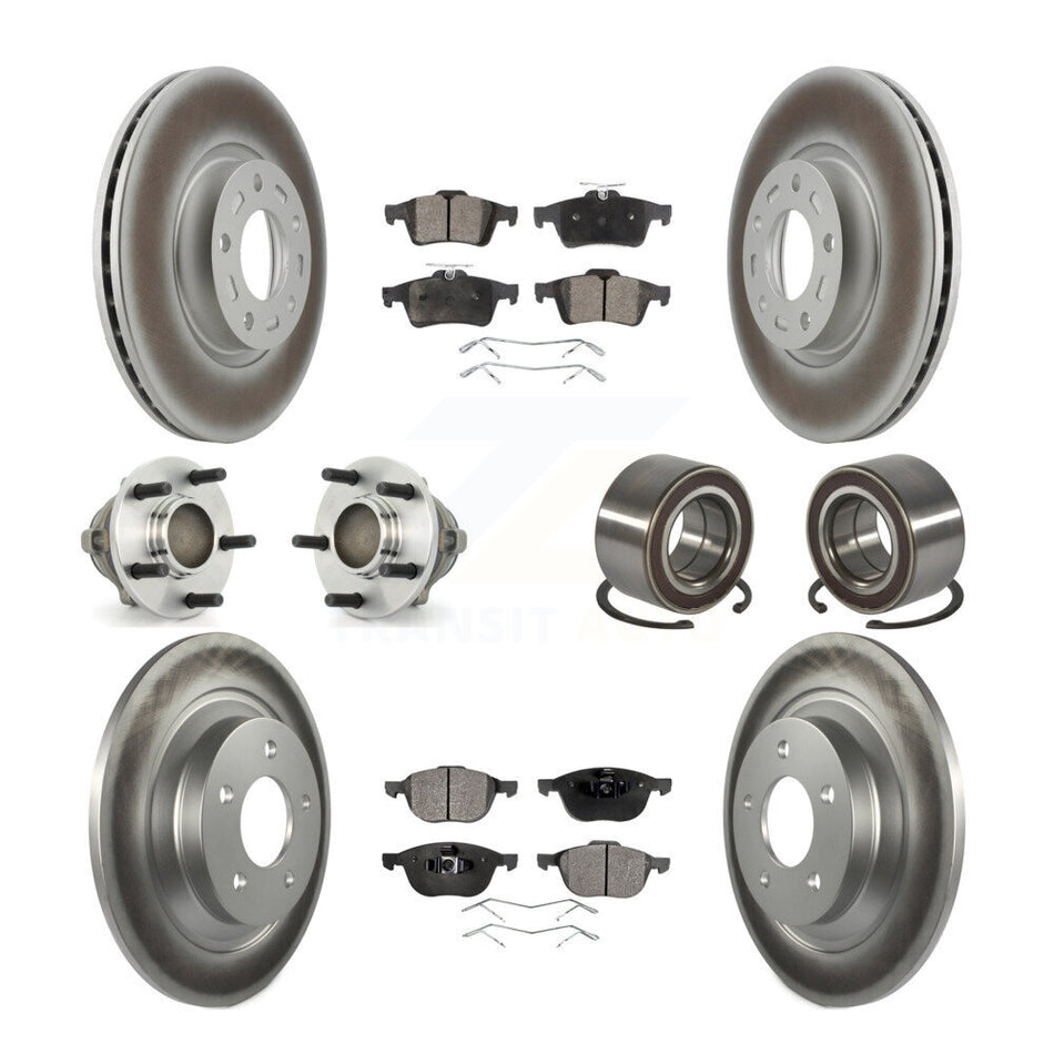 Front Rear Hub Bearings Assembly Coated Disc Brake Rotors And Pads Kit (10Pc) For Mazda 5 KBB-107743