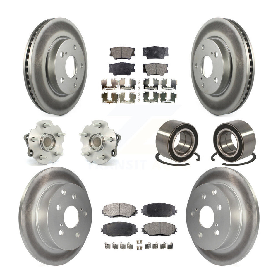 Front Rear Wheel Hub Bearings Assembly Coated Disc Brake Rotors And Semi-Metallic Pads Kit (10Pc) For 2010 Lexus HS250h KBB-107759