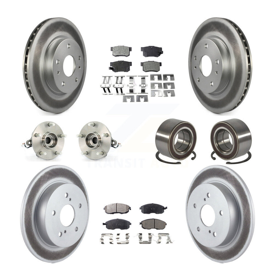 Front Rear Wheel Hub Bearings Assembly Coated Disc Brake Rotors And Semi-Metallic Pads Kit (10Pc) For 2007-2013 Suzuki SX4 AWD KBB-107769