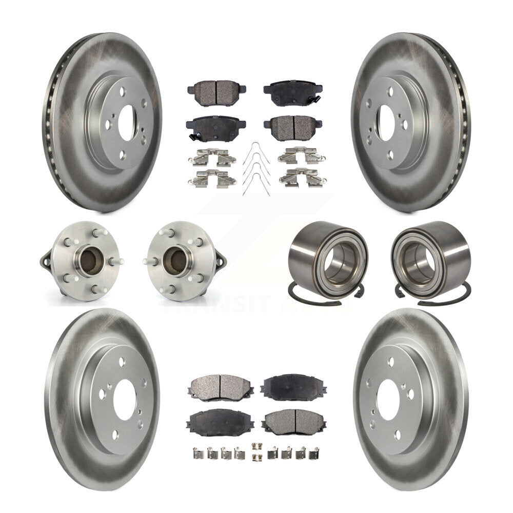 Front Rear Wheel Hub Bearing Coated Disc Brake Rotor And Pad Kit (10Pc) For Toyota Matrix KBB-107777