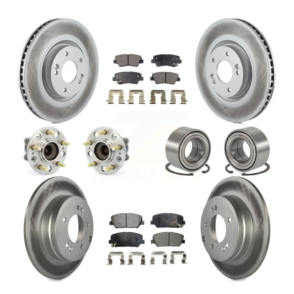 Front Rear Wheel Hub Bearings Assembly Coated Disc Brake Rotors And Semi-Metallic Pads Kit (10Pc) For Kia Optima 2.0L KBB-107821