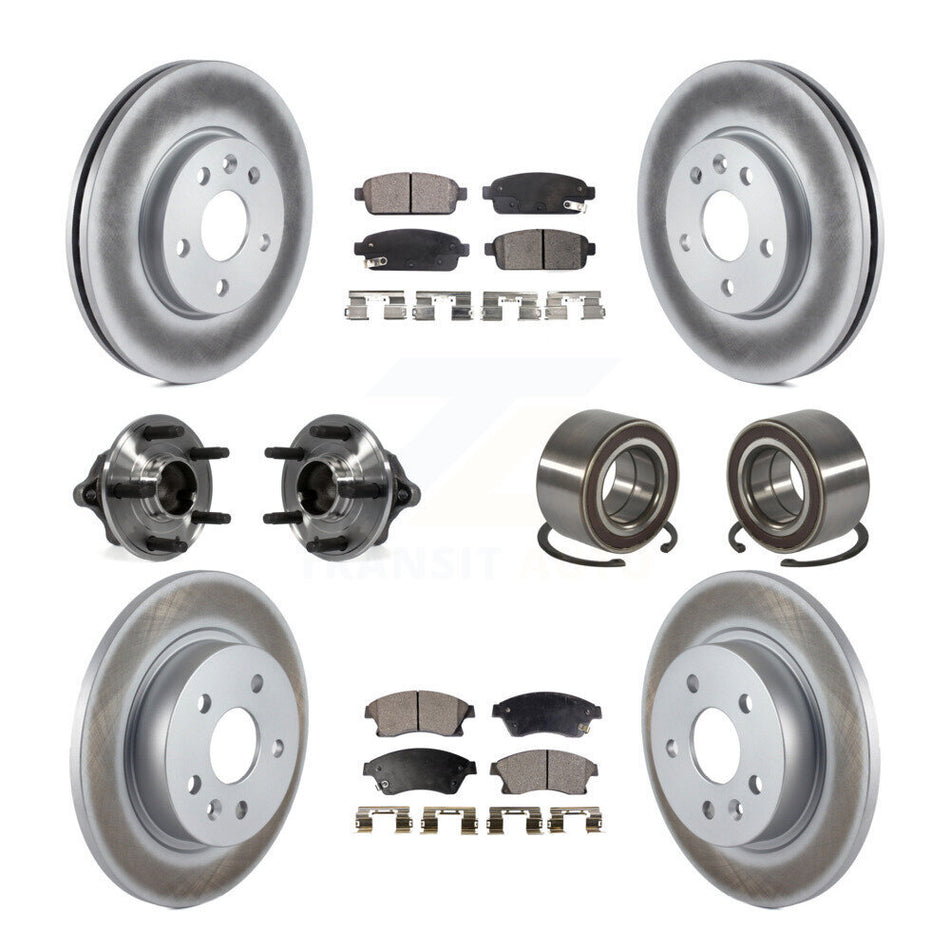 Front Rear Wheel Hub Bearings Assembly Coated Disc Brake Rotors And Semi-Metallic Pads Kit (10Pc) For Chevrolet Sonic KBB-107833
