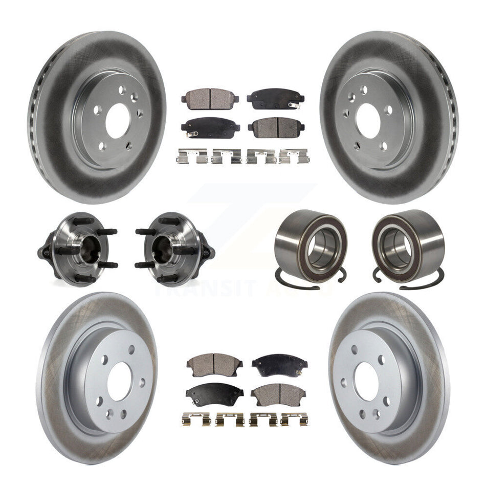 Front Rear Wheel Hub Bearings Assembly Coated Disc Brake Rotors And Semi-Metallic Pads Kit (10Pc) For Chevrolet Sonic Buick Encore Trax KBB-107834