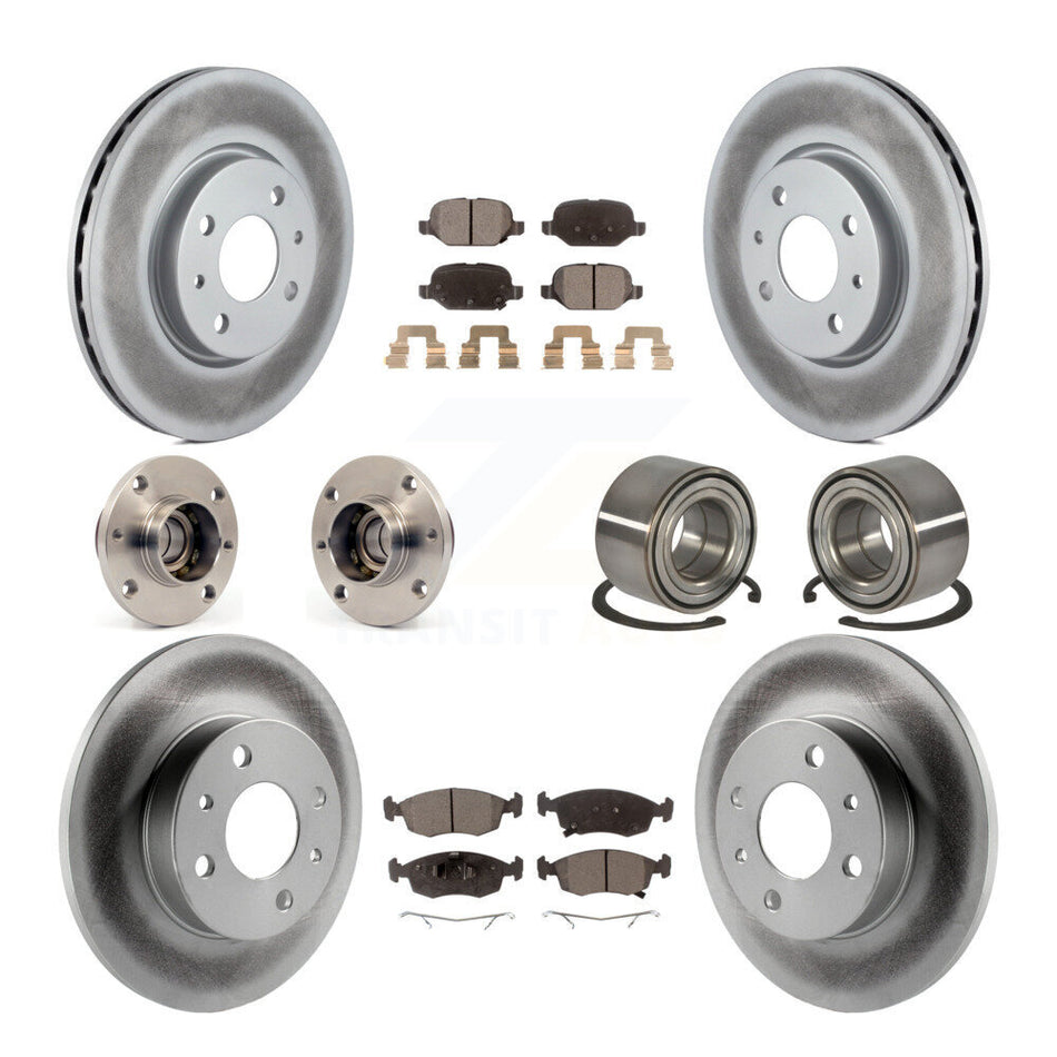 Front Rear Wheel Hub Bearings Assembly Coated Disc Brake Rotors And Semi-Metallic Pads Kit (10Pc) For Fiat 500 KBB-107849
