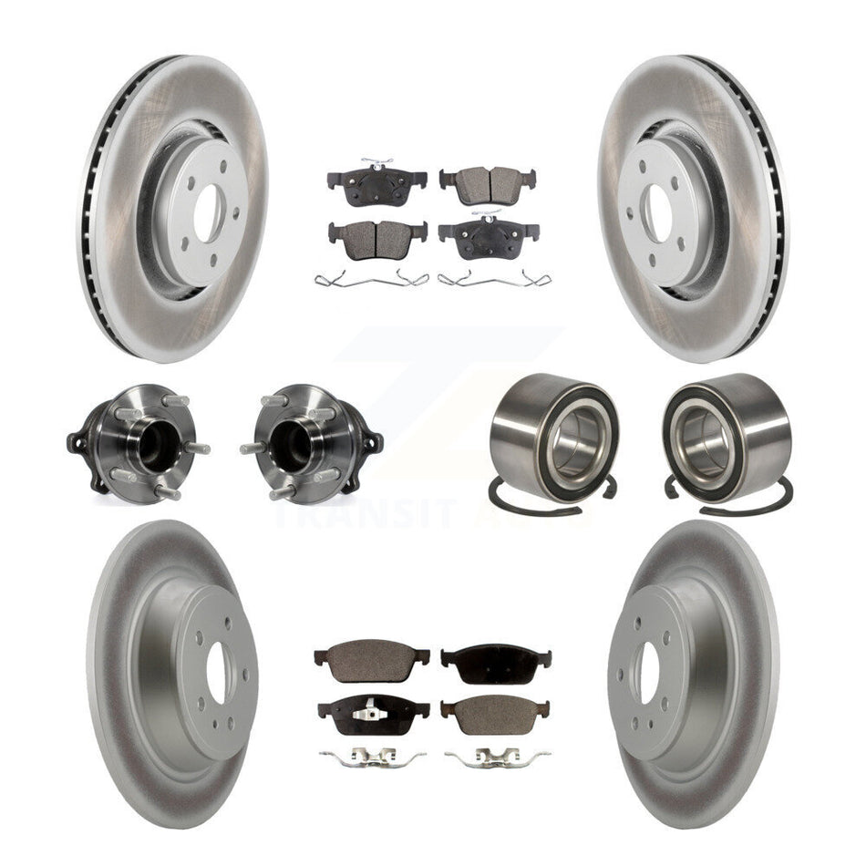 Front Rear Wheel Hub Bearings Assembly Coated Disc Brake Rotors And Semi-Metallic Pads Kit (10Pc) For Lincoln MKC KBB-107865