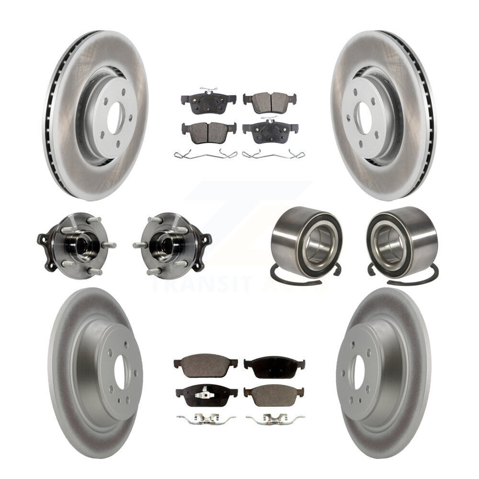 Front Rear Wheel Hub Bearings Assembly Coated Disc Brake Rotors And Semi-Metallic Pads Kit (10Pc) For Lincoln MKC KBB-107870