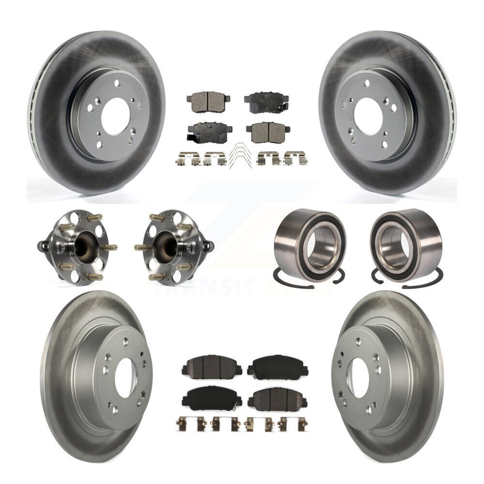 Front Rear Wheel Hub Bearings Assembly Coated Disc Brake Rotors And Semi-Metallic Pads Kit (10Pc) For Honda Accord KBB-107887