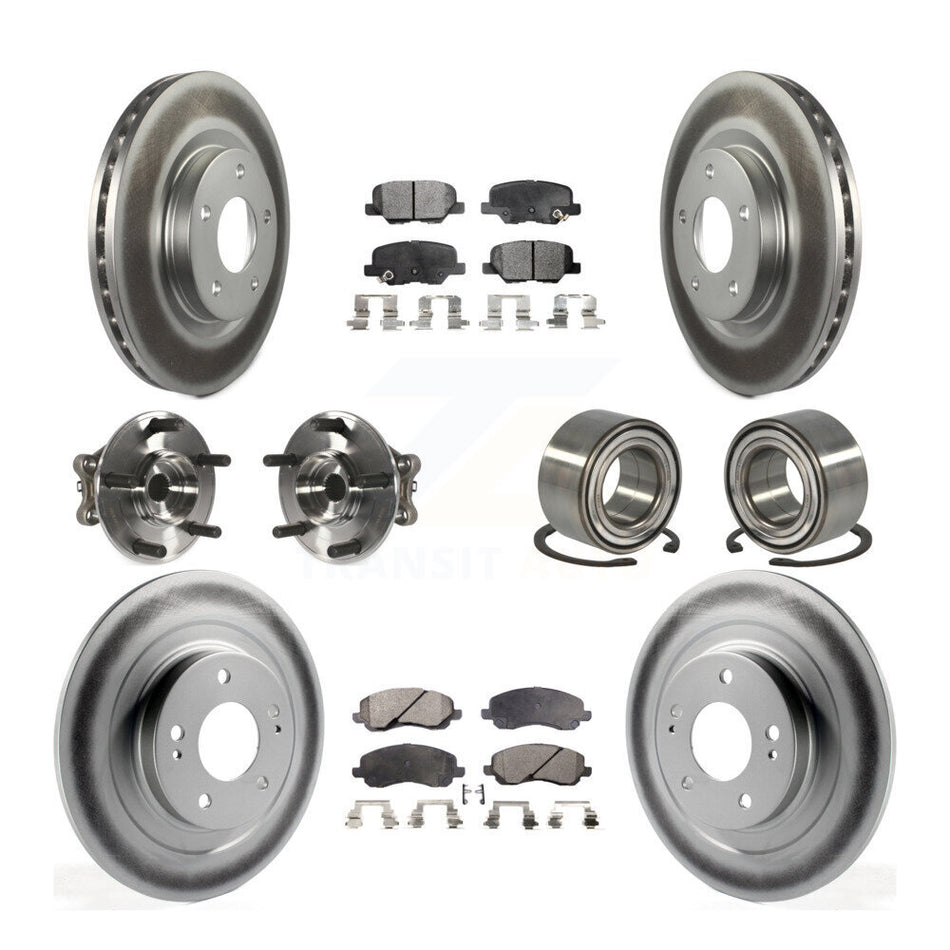 Front Rear Wheel Hub Bearings Assembly Coated Disc Brake Rotors And Semi-Metallic Pads Kit (10Pc) For Mitsubishi Outlander Sport RVR KBB-107894