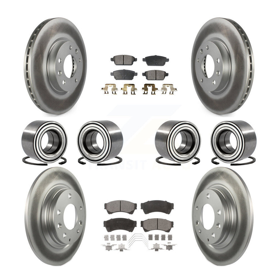 Front Rear Wheel Bearings Coated Disc Brake Rotors And Semi-Metallic Pads Kit (10Pc) For Ford Fusion Lincoln MKZ Mercury Milan KBB-107902