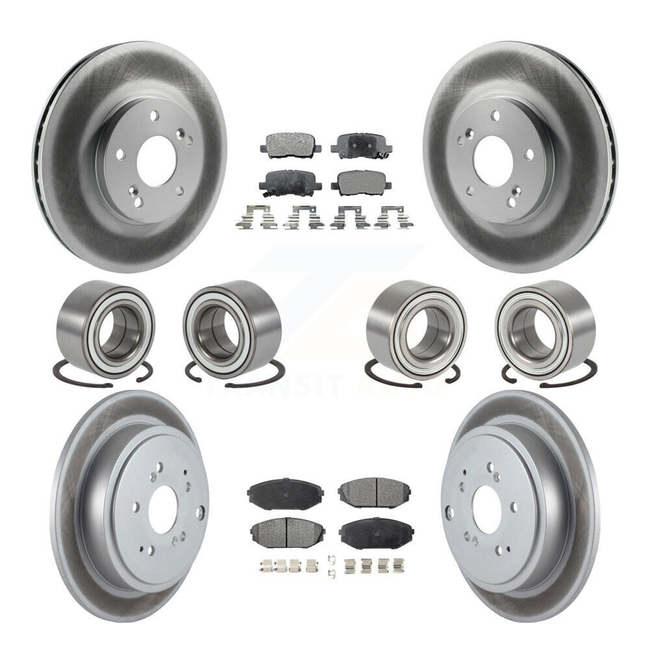 Front Rear Wheel Bearings Coated Disc Brake Rotors And Semi-Metallic Pads Kit (10Pc) For 2001-2002 Acura MDX KBB-107920