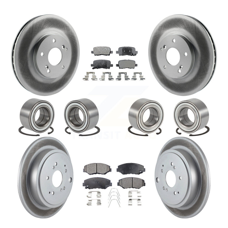 Front Rear Wheel Bearings Coated Disc Brake Rotors And Semi-Metallic Pads Kit (10Pc) For 2003-2004 Honda Pilot KBB-107921