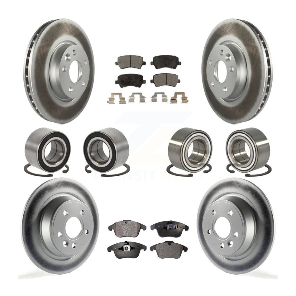 Front Rear Wheel Bearings Coated Disc Brake Rotors And Semi-Metallic Pads Kit (10Pc) For 2012-2015 Land Rover Range Evoque KBB-107924