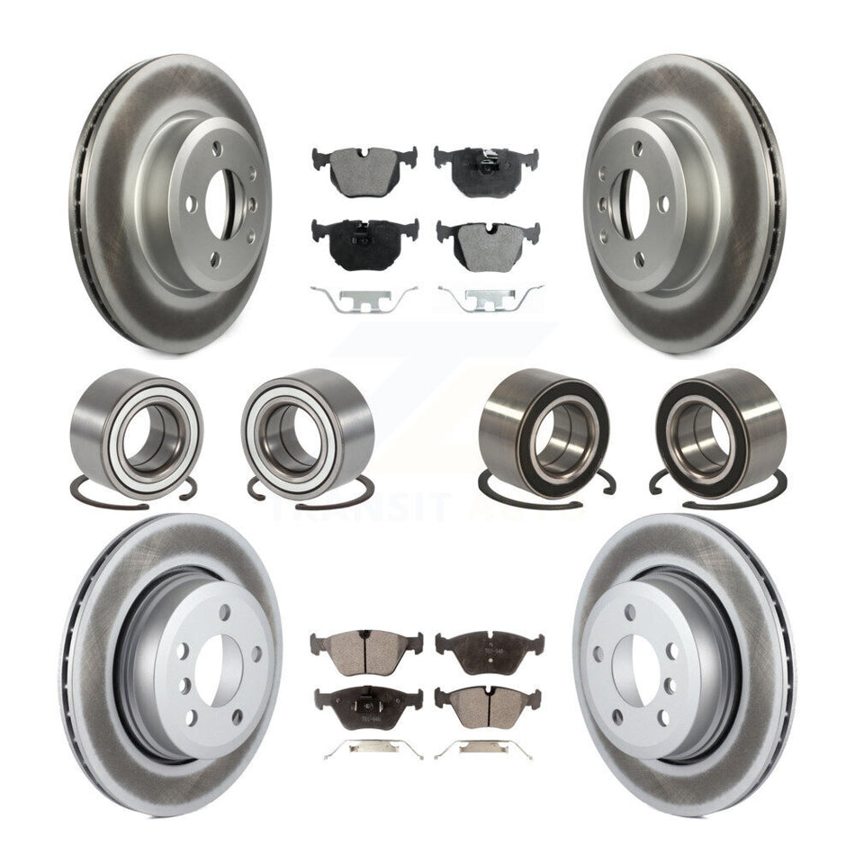 Front Rear Wheel Bearings Coated Disc Brake Rotors And Semi-Metallic Pads Kit (10Pc) For 2004-2010 BMW X3 KBB-107926
