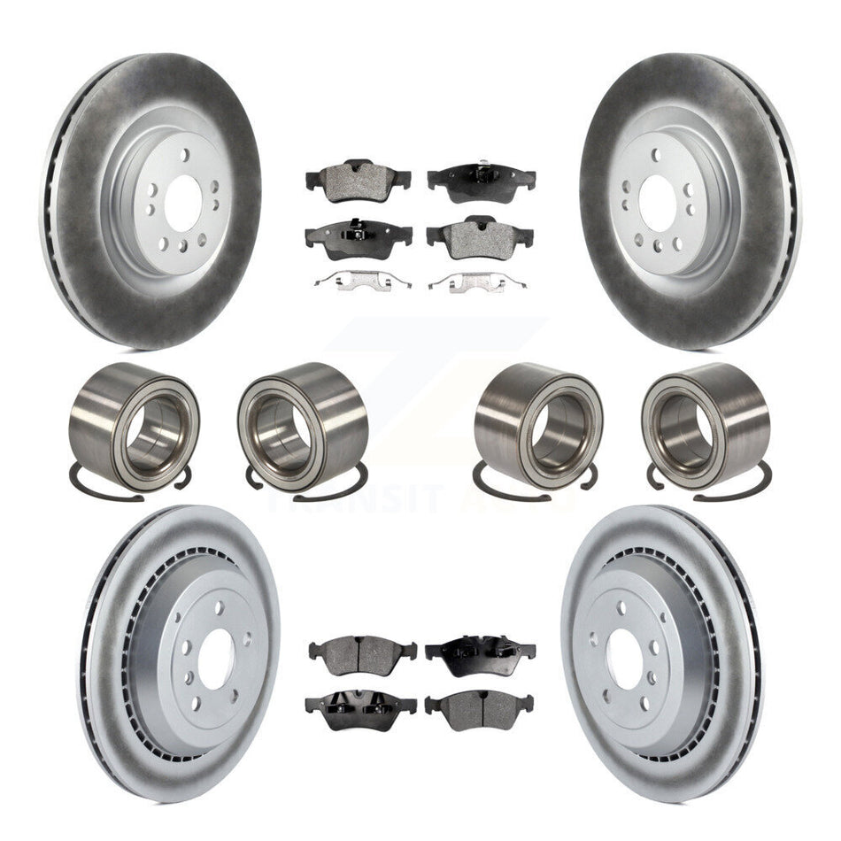 Front Rear Wheel Bearings Coated Disc Brake Rotors And Semi-Metallic Pads Kit (10Pc) For Mercedes-Benz GL450 GL550 GL350 GL320 KBB-107937