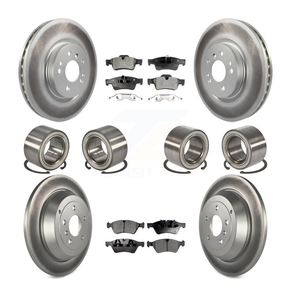 Front Rear Wheel Bearings Coated Disc Brake Rotors And Semi-Metallic Pads Kit (10Pc) For 2010-2011 Mercedes-Benz ML450 KBB-107938