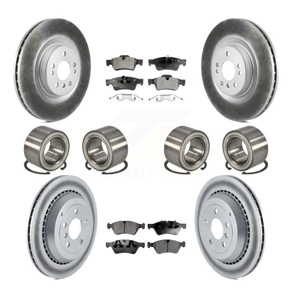 Front Rear Wheel Bearings Coated Disc Brake Rotors And Semi-Metallic Pads Kit (10Pc) For Mercedes-Benz ML350 ML550 KBB-107939