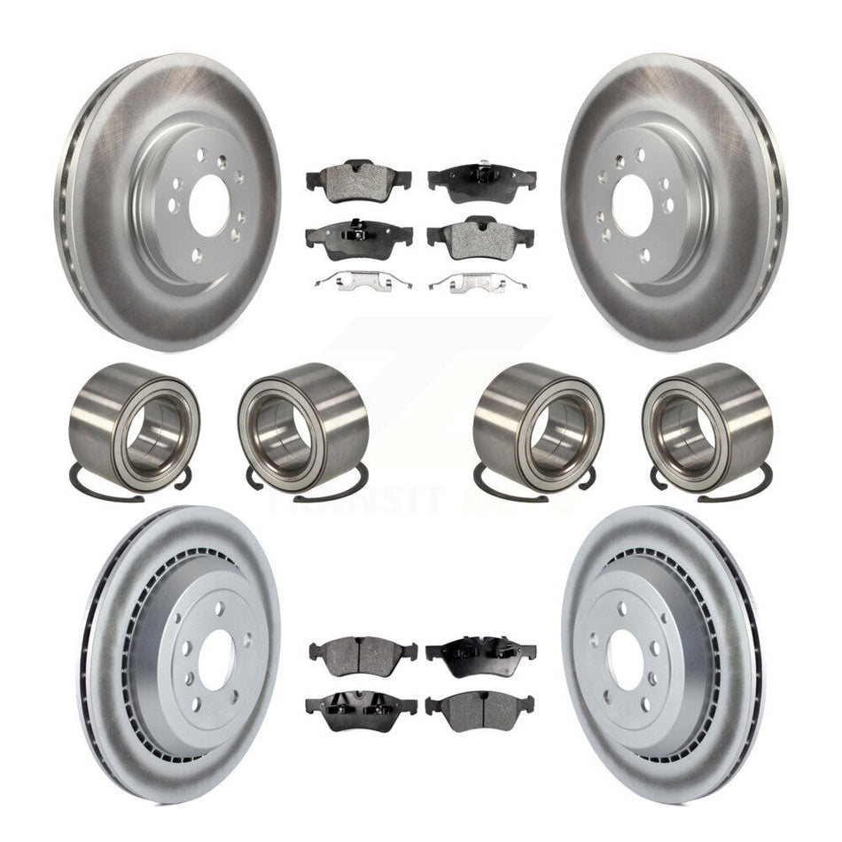 Front Rear Wheel Bearings Coated Disc Brake Rotors And Semi-Metallic Pads Kit (10Pc) For Mercedes-Benz R350 ML500 With Vented Rotor KBB-107941