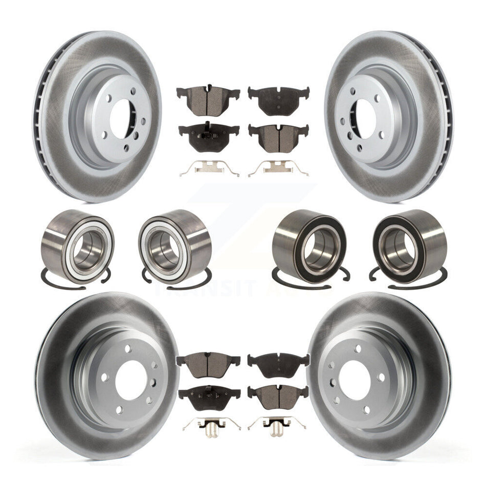 Front Rear Wheel Bearings Coated Disc Brake Rotors And Semi-Metallic Pads Kit (10Pc) For 2007 BMW 335xi KBB-107944