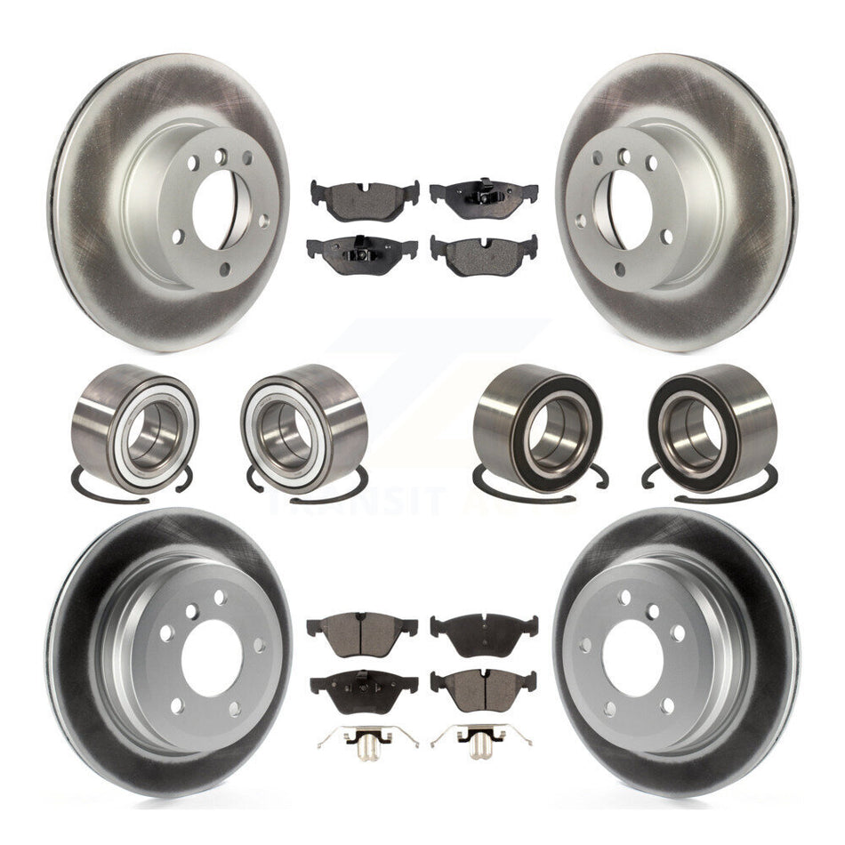 Front Rear Wheel Bearings Coated Disc Brake Rotors And Semi-Metallic Pads Kit (10Pc) For 2008 BMW 328xi To 08 07 KBB-107946
