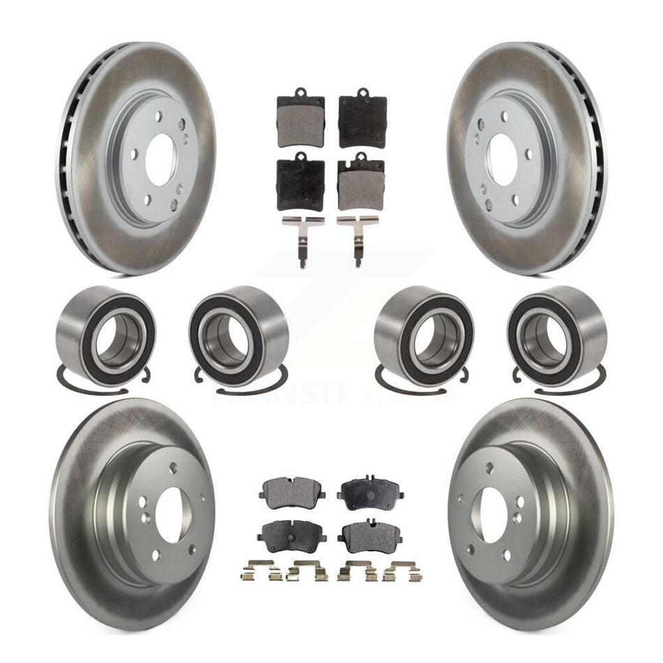 Front Rear Wheel Bearings Coated Disc Brake Rotors And Semi-Metallic Pads Kit (10Pc) For Mercedes-Benz C240 C280 C320 C350 KBB-107955