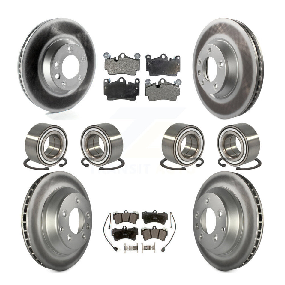 Front Rear Wheel Bearings Coated Disc Brake Rotors And Semi-Metallic Pads Kit (10Pc) For Audi Q7 Volkswagen Touareg KBB-107960