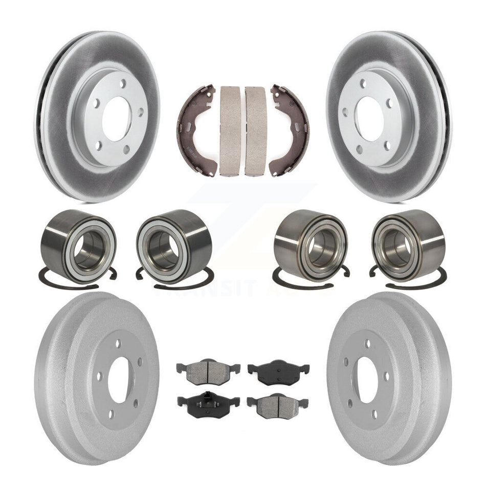 Front Rear Wheel Bearings Coated Disc Brake Rotors And Semi-Metallic Pads Shoes Kit (10Pc) For Ford Escape Mazda Tribute Mercury Mariner KBB-107961