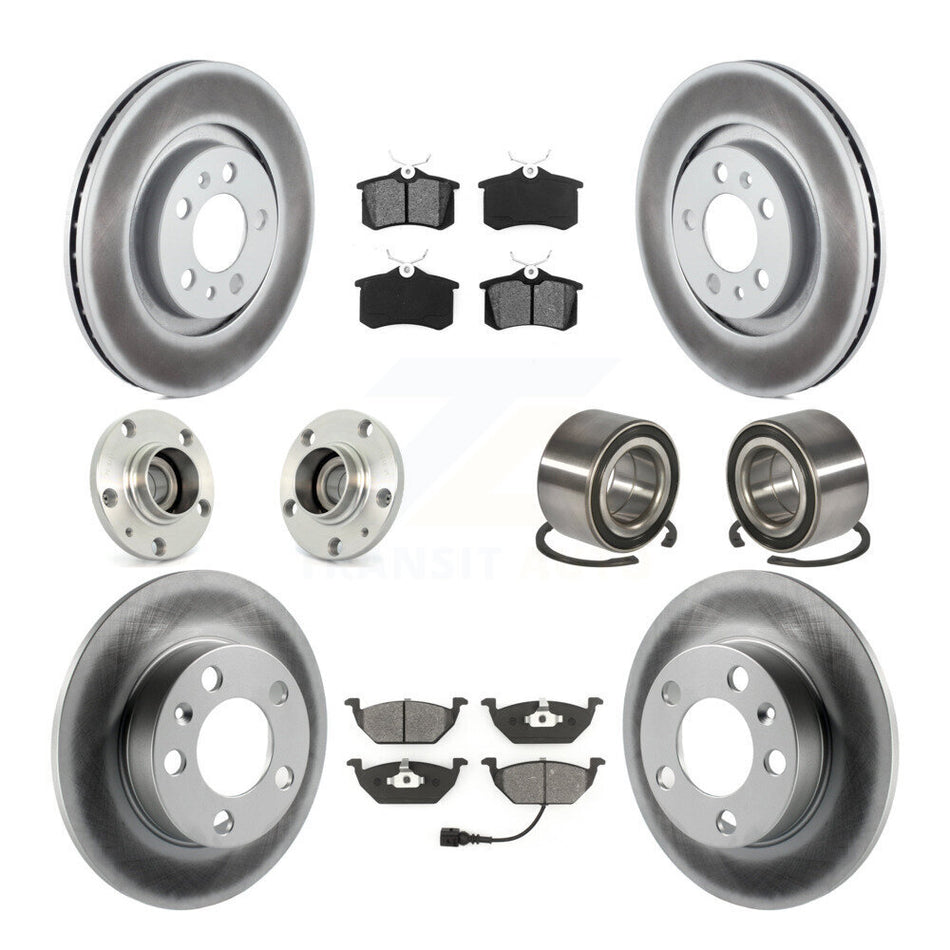 Front Rear Wheel Hub Bearings Assembly Coated Disc Brake Rotors And Semi-Metallic Pads Kit (10Pc) For Volkswagen Beetle Golf Jetta KBB-107964