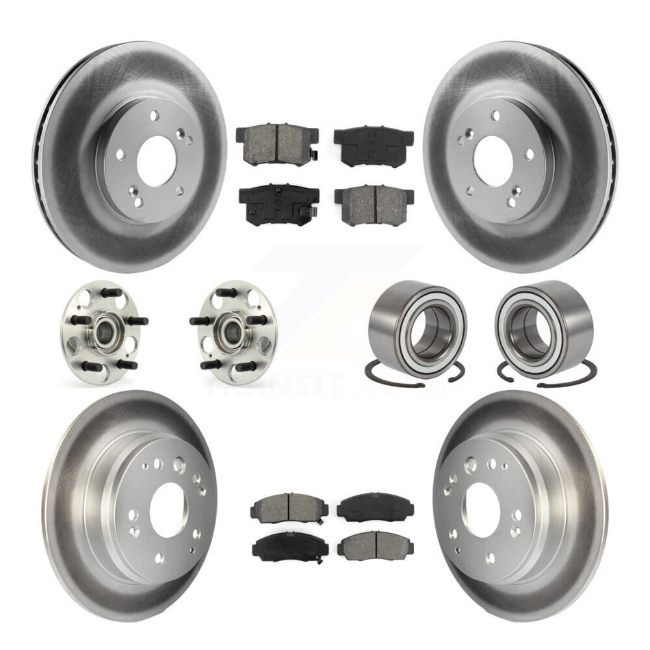 Front Rear Wheel Hub Bearings Assembly Coated Disc Brake Rotors And Semi-Metallic Pads Kit (10Pc) For 1999-2003 Acura TL KBB-107975