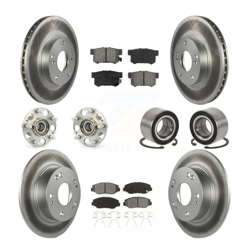 Front Rear Wheel Hub Bearings Assembly Coated Disc Brake Rotors And Semi-Metallic Pads Kit (10Pc) For Honda Accord Excluding Vehicles Built Canadian Market KBB-107984