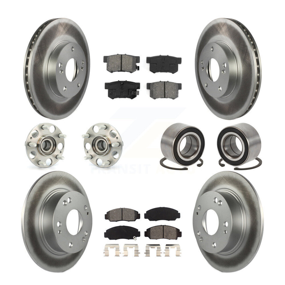 Front Rear Wheel Hub Bearings Assembly Coated Disc Brake Rotors And Semi-Metallic Pads Kit (10Pc) For Honda Accord KBB-107985