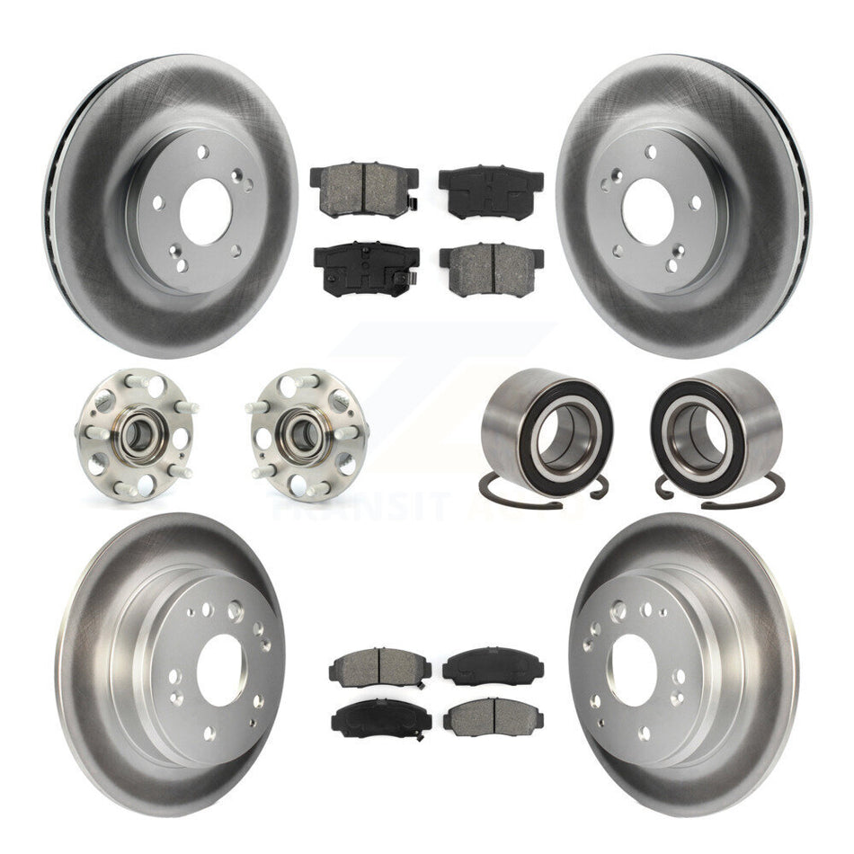 Front Rear Wheel Hub Bearings Assembly Coated Disc Brake Rotors And Semi-Metallic Pads Kit (10Pc) For Acura TL KBB-107987