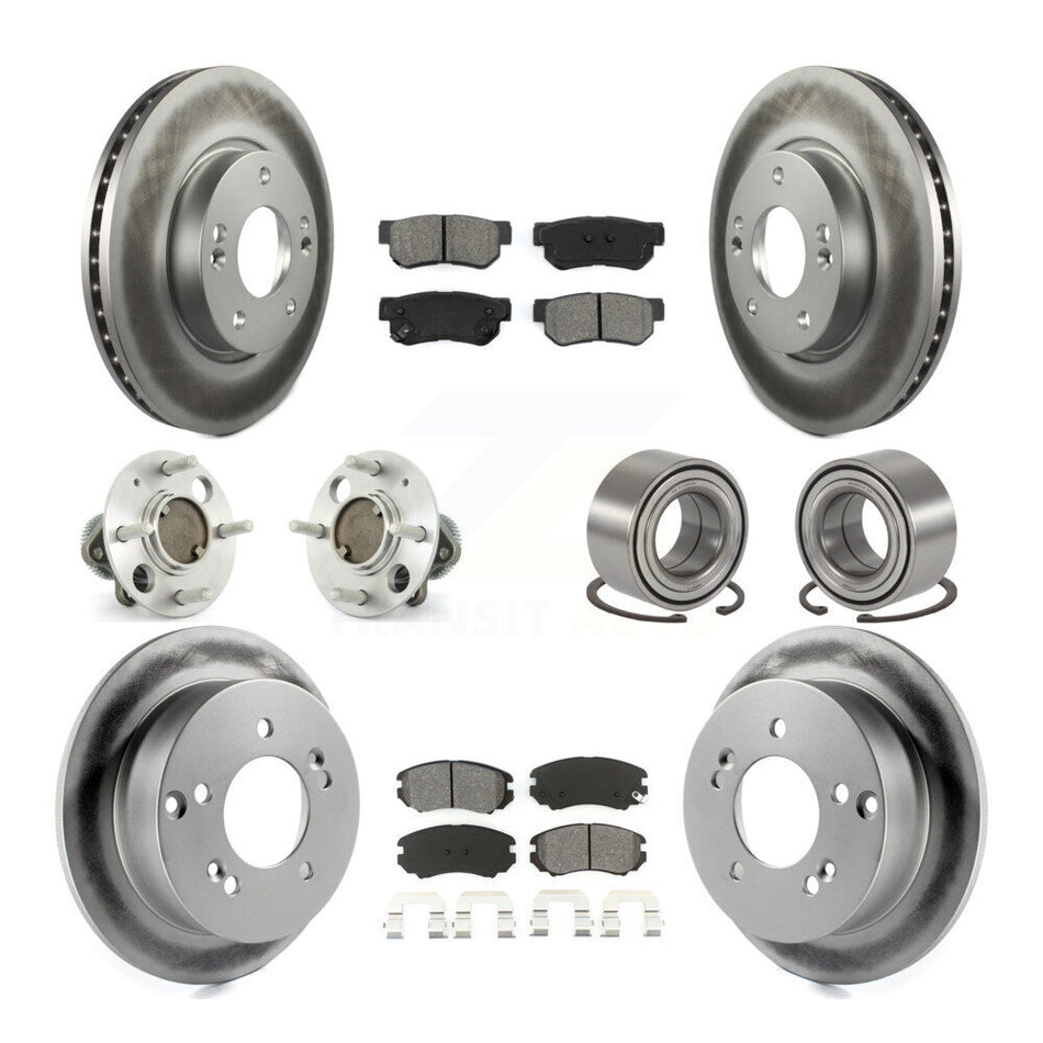 Front Rear Wheel Hub Bearings Assembly Coated Disc Brake Rotors And Semi-Metallic Pads Kit (10Pc) For 2005 Hyundai Sonata Non-ABS From 03 01 05 KBB-107995