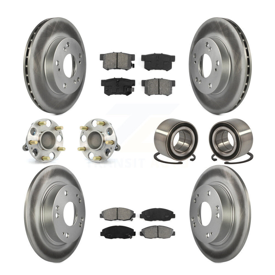 Front Rear Wheel Hub Bearings Assembly Coated Disc Brake Rotors And Semi-Metallic Pads Kit (10Pc) For Honda Civic KBB-108017