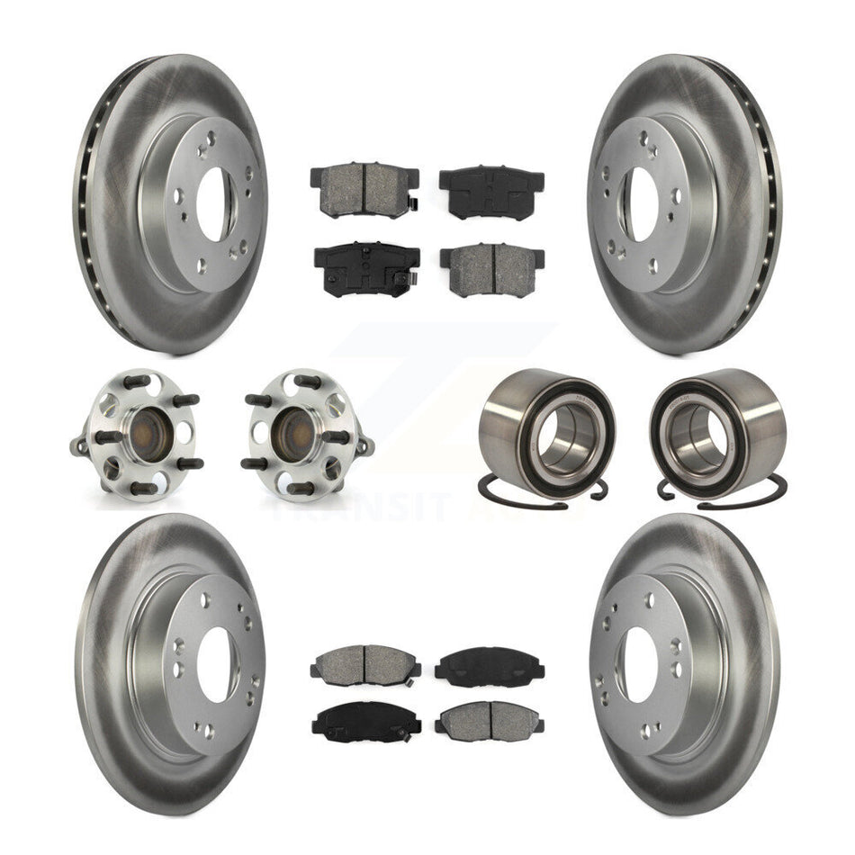 Front Rear Wheel Hub Bearings Assembly Coated Disc Brake Rotors And Semi-Metallic Pads Kit (10Pc) For Honda Civic KBB-108019