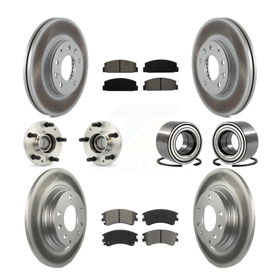 Front Rear Wheel Hub Bearings Assembly Coated Disc Brake Rotors And Semi-Metallic Pads Kit (10Pc) For Mazda 6 KBB-108031