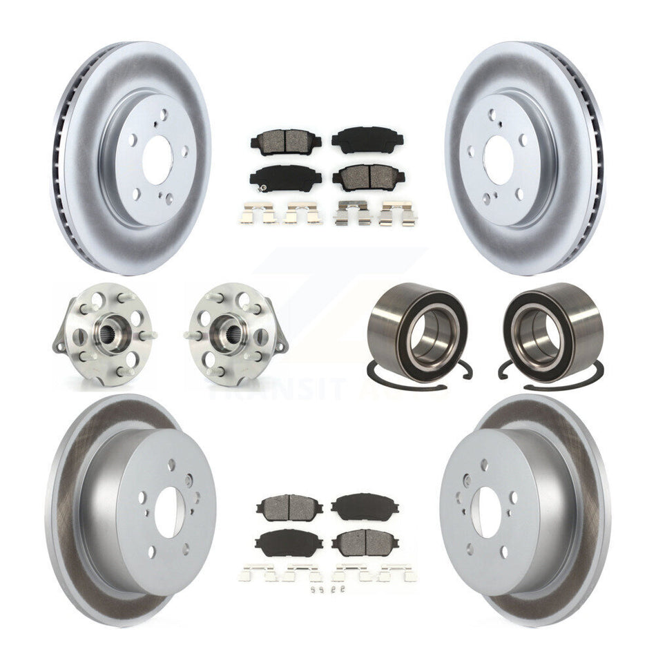 Front Rear Wheel Hub Bearings Assembly Coated Disc Brake Rotors And Semi-Metallic Pads Kit (10Pc) For 2004-2010 Toyota Sienna AWD KBB-108035