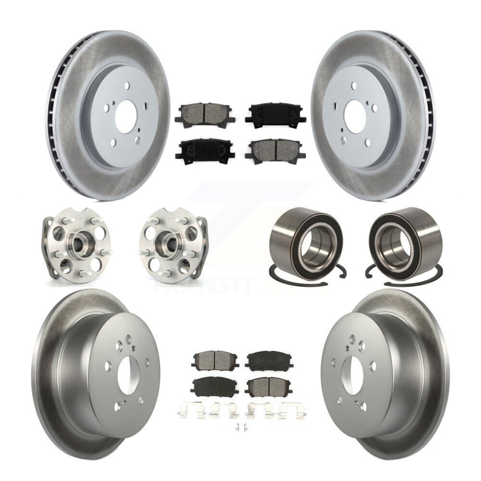 Front Rear Wheel Hub Bearings Assembly Coated Disc Brake Rotors And Semi-Metallic Pads Kit (10Pc) For Lexus Toyota Highlander RX350 RX330 RX400h KBB-108037