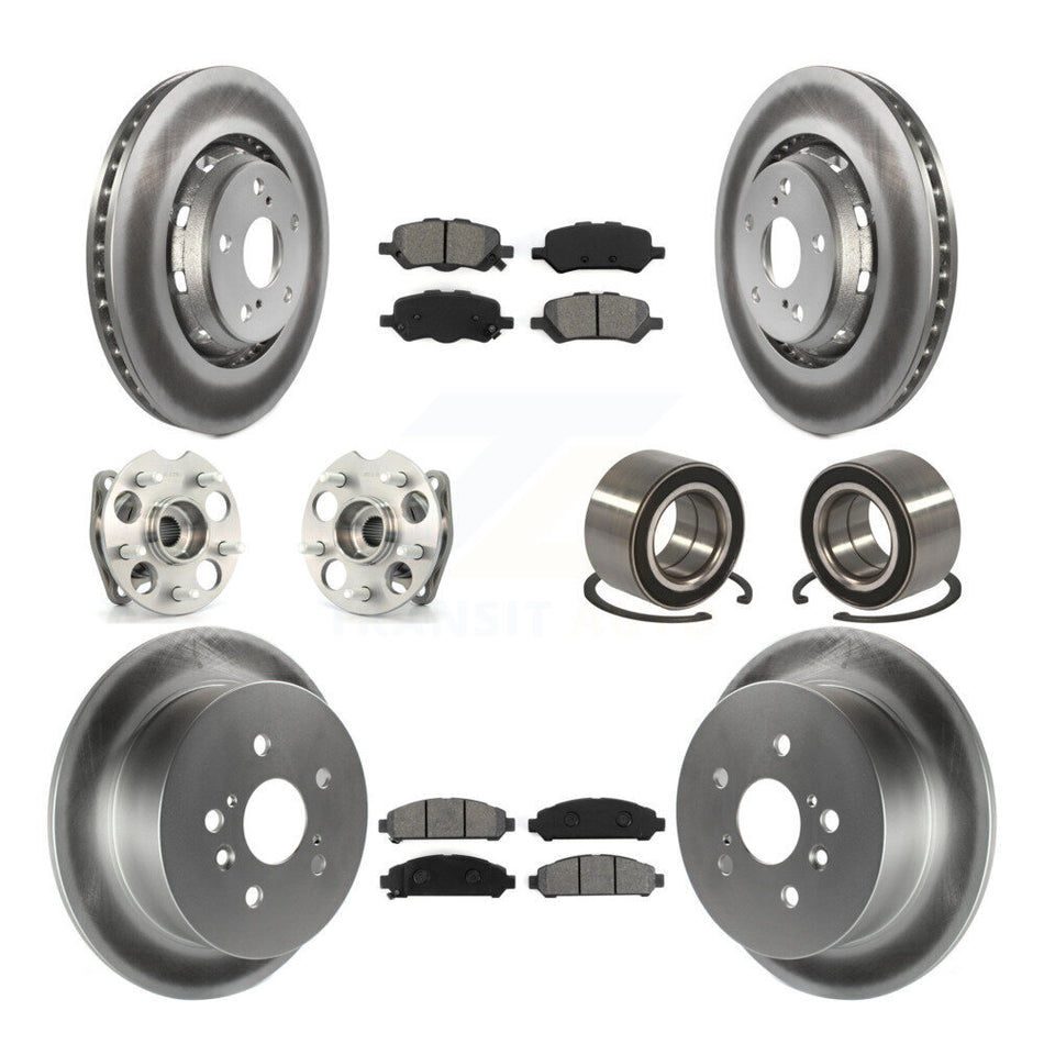 Front Rear Wheel Hub Bearings Assembly Coated Disc Brake Rotors And Semi-Metallic Pads Kit (10Pc) For 2009-2016 Toyota Venza AWD KBB-108039