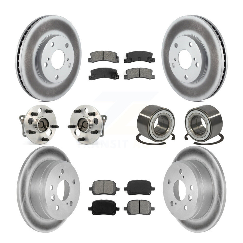 Front Rear Wheel Hub Bearings Assembly Coated Disc Brake Rotors And Semi-Metallic Pads Kit (10Pc) For Toyota Camry Solara KBB-108048