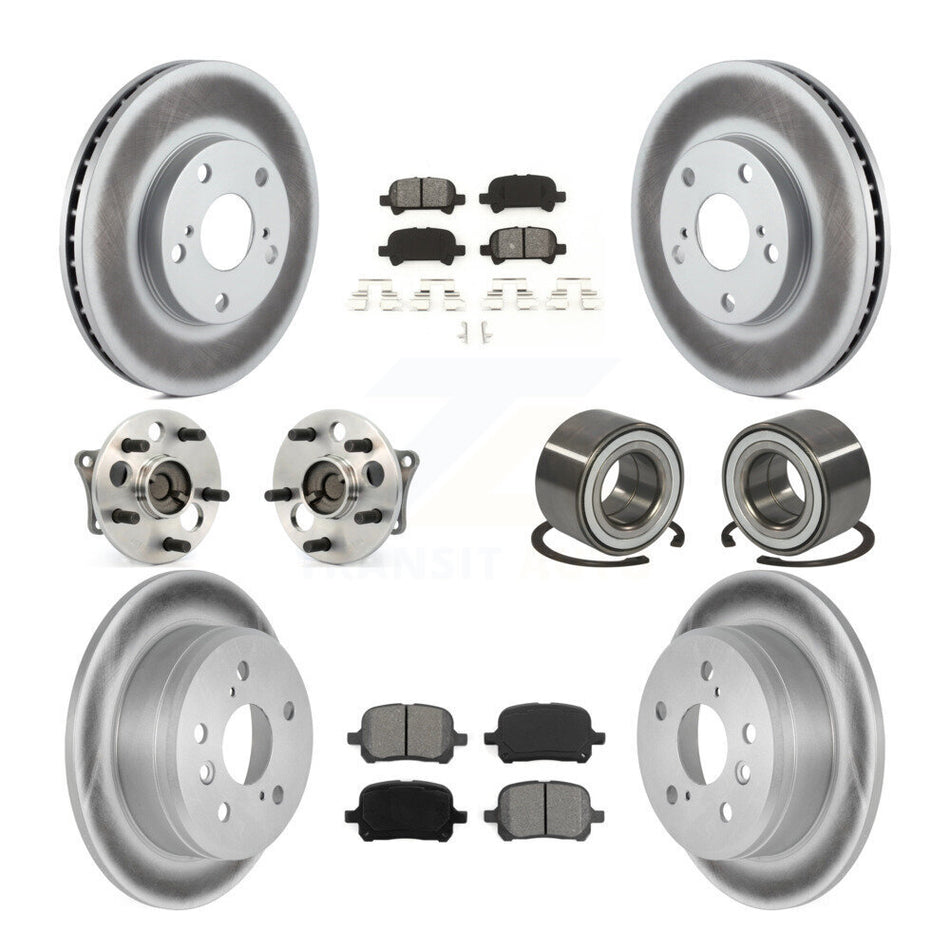 Front Rear Wheel Hub Bearings Assembly Coated Disc Brake Rotors And Semi-Metallic Pads Kit (10Pc) For Toyota Camry Solara KBB-108049