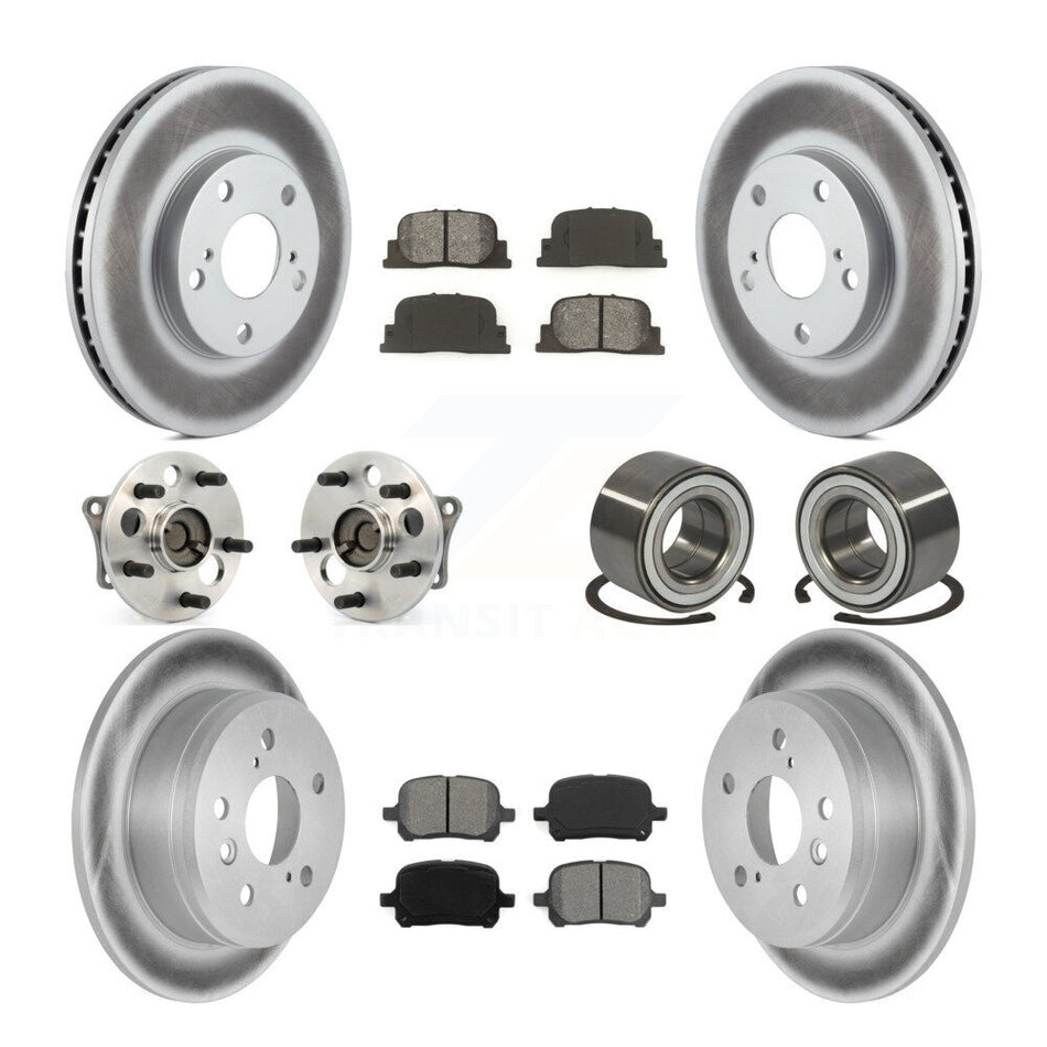 Front Rear Wheel Hub Bearing Assembly Coated Disc Brake Rotor And Semi-Metallic Pad Kit (10Pc) For 2000-2001 Toyota Camry 3.0L with 4-Wheel ABS Vehicles Manufactured In Japan KBB-108050