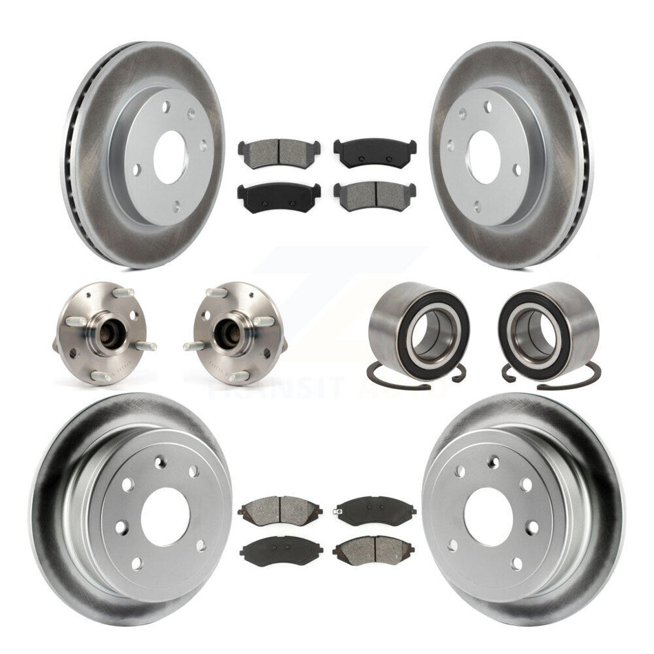 Front Rear Wheel Hub Bearings Assembly Coated Disc Brake Rotors And Semi-Metallic Pads Kit (10Pc) For Suzuki Forenza Reno Chevrolet Optra Non-ABS KBB-108054