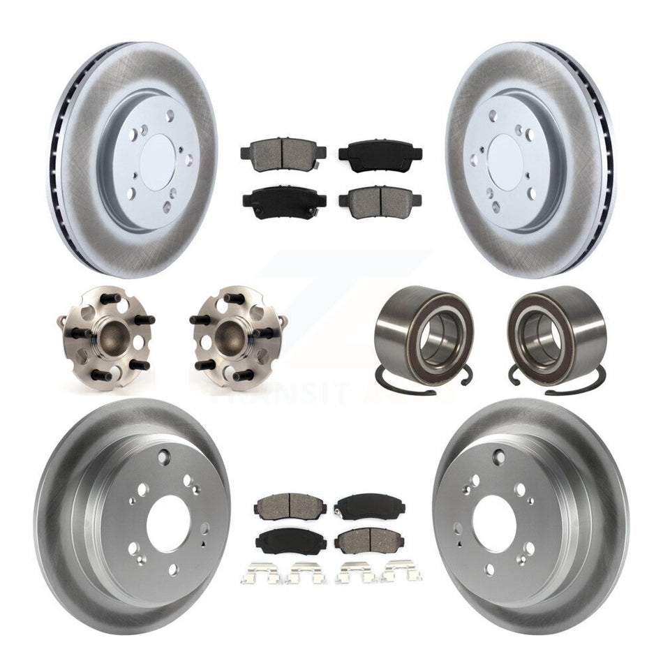 Front Rear Wheel Hub Bearings Assembly Coated Disc Brake Rotors And Semi-Metallic Pads Kit (10Pc) For 2005-2010 Honda Odyssey KBB-108057