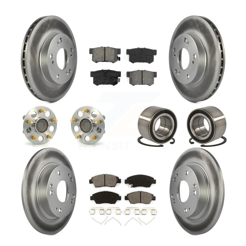 Front Rear Wheel Hub Bearings Assembly Coated Disc Brake Rotors And Semi-Metallic Pads Kit (10Pc) For Honda Civic KBB-108058