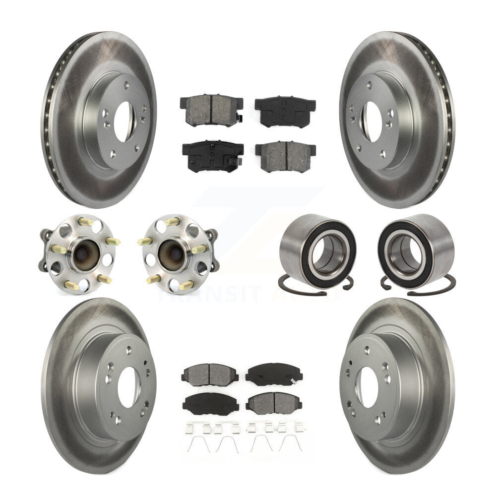 Front Rear Wheel Hub Bearing Coated Disc Brake Rotor And Pads Kit (10Pc) For Honda Accord KBB-108064