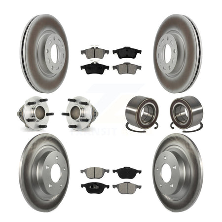 Front Rear Hub Bearings Assembly Coated Disc Brake Rotors And Pads Kit (10Pc) For Mazda 5 KBB-108094